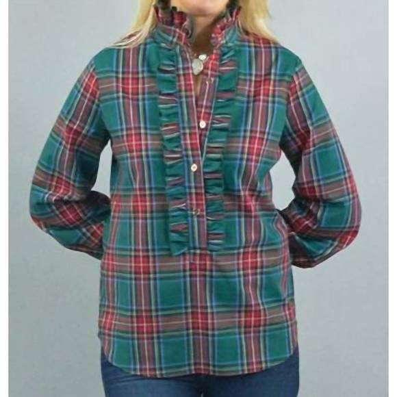 NEW CK BRADLEY devon ruffle blouse in hunter stewart - Picture 1 of 1